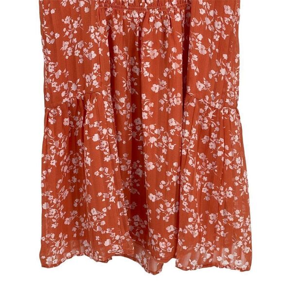 Chelsea28 Sleeveless V-Neck Smocked Tie Shoulder Mini Dress Coral White Medium - Picture 10 of 13